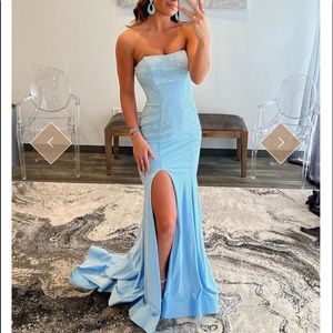 Strapless light blue prom dress!